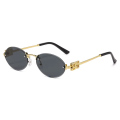 Oval Frame Sunglasses New Rimless Cut Edge Personality Glasses Fashion Design Sense Small Frame Sunglasses 90289. 