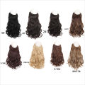 Synthetic Long Gray Blonde Hair Hairpieces Extension Fish Line Invisible Wavy Halo Hair Extensions for Women. 