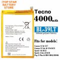 Tecno Camon 12&CC7,Camon 12 Air &KC3,
Spark 4 & KC2,
Spark 4 Lite & KC8,
Pop 3 Plus & BB4 Battery Replacement BL-39LT Battery,100 original battery comes with one week warranty,Full Mah (4000) high quality and capacity battery. 
