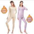 Thermal Underwear Set for Women Fleece Lined Base Layer Tops Bottoms Free-cutting Seamless Crew Neck Long Sleeved Long Johns. 