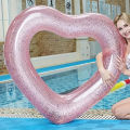 1pc Sequin Love Heart Swimming Ring Thickened PVC Inflatable Swim Circle Beach Swimming Pool Water Floating Ring.