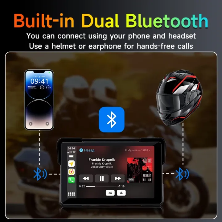 Jansite%205/7%20inch%20Carplay%20Motorcycle%20DVR%20Navigation%20GPS%20Wireless%20CarPlay%20Android%20Auto%20IPX7%20Display%20Screen%20Portable%20Moto%20Monitor%20-%20Image%205
