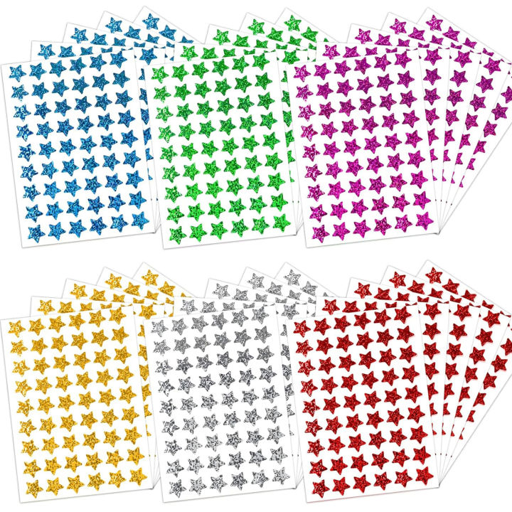 6 Colors Holographic Star Reward StickersFoil Sparkly Star Stickers For ...