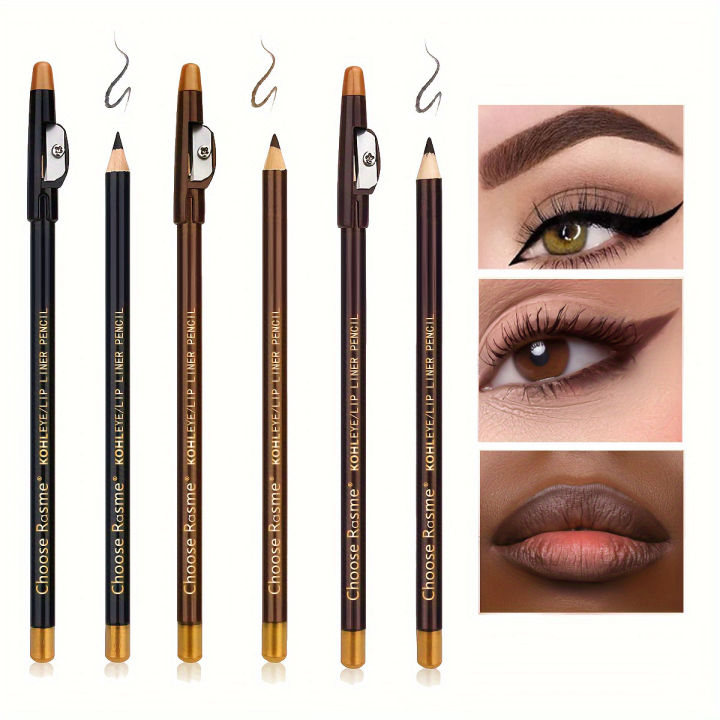 3pcs Eyebrow Pencil Eyeliner lip pencil Natural makeup Long-lasting Black dark coffee light coffee with pencil ener