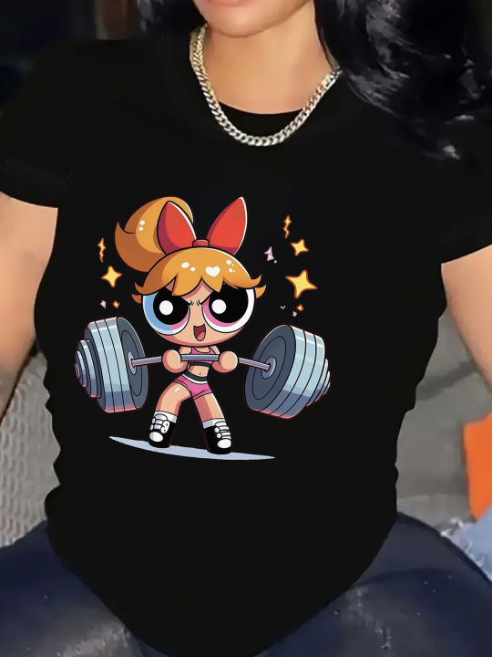 Girls Super Powerful Blouse Training Streetwear T-shirt Women's Shirt Academy Gym Fitness T-shirt Aesthetic Clothes