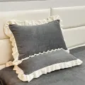 Lace  Thickened Milk Velvet Pillow Case Pair   Cozy Skin-friendly Dual-sided Pillowcase Single Person Pillow. 