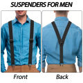Heavy Duty Suspenders for Men Work Biker Outdoor 3.8cm Wide X-Back with 4 Snap Hook Adjustable Elastic Trouser Braces Strap Belt. 