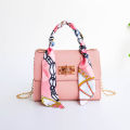 Women's fashionable simple solid color handbag design silk scarf mini chain single shoulder. 