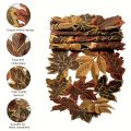 1pc Autumn Maple Leaf Embroidered Table Runner, Flocked Brown Maple Design, Rustic Farmhouse Thanksgiving Harves. 