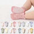 4Pairs/Set Cotton Breathable Children Socks Spring Summer Thin Baby Mesh Short Sock Boys Girls Cute Cartoon Non-slip Floor Socks. 