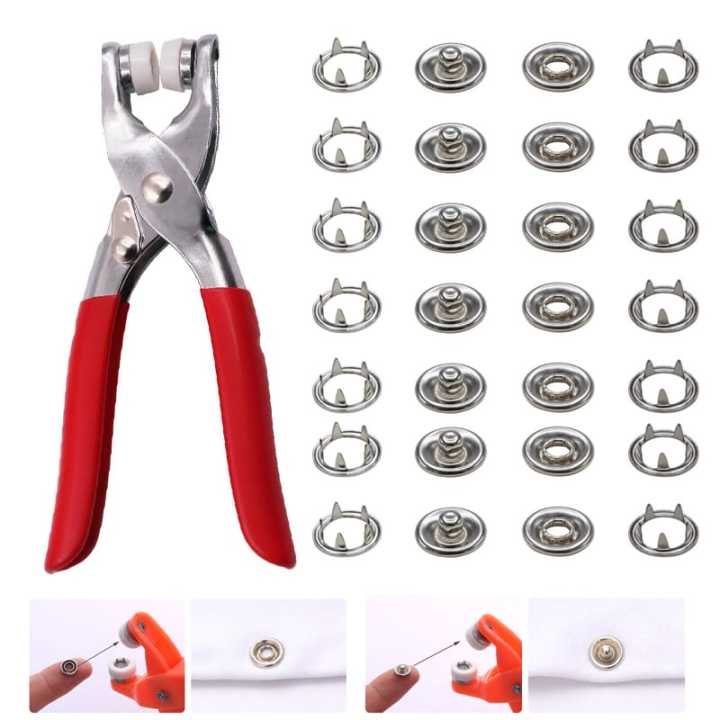 Metal Pliers Button Press Tool With 50Pcs Button