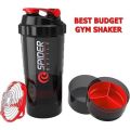 PROTEIN SHAKER BOTTLE - BLACK/RED - 600ML. 