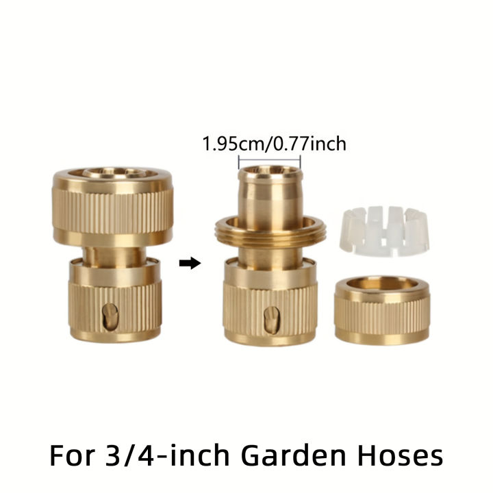 3/4"%20Brass%20Hose%20Quick%20Connect%20Set%20-%20Universal%20Garden%20Connectors%20Kit%20with%202%20Quick%20Connectors%20&%201%20Hose%20Repair%20Connectors%20Fitting%20-%20Image%202