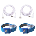 Grounding Blue Wrist Band (2 Sets) For Healthy Earthing Energy With 2 Straight Cords (16‘ Full Length) Grounding Without Mats. 