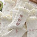 5/10 Pairs Women Lolita Style Mid Tube Socks Fashionable Bow and Small Flower Pattern Spring Summer Cute Sweet Casual Socks.