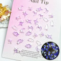 50PCS Transparent Resin Moon Cloud Nail Art Charms with White Purple Sparkling Four-pointed Star Nail Decoration DIY Nail Crafts.