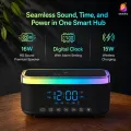 RGB Wireless Charging Bluetooth Speaker with Digital Clock & Alarm (15W). 
