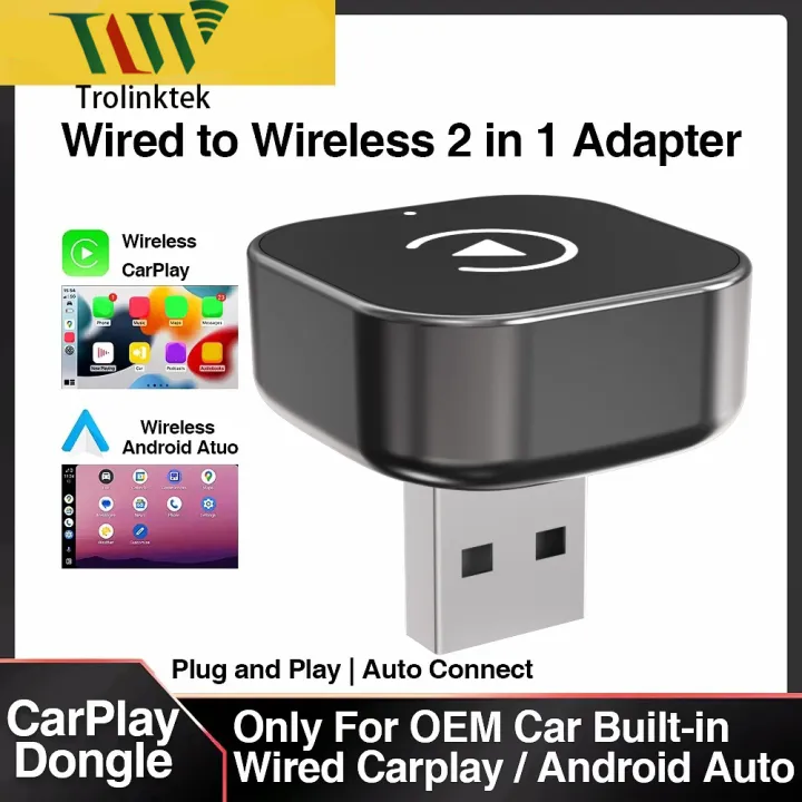 Mini 2-in-1 Wireless Carplay Android Adapter for Apple Android Phone ...