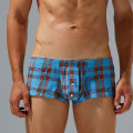 Men's underwear, pure cotton boxer shorts, Aro pants, button opening, checkered pattern, low waist pocket slim fit under wear for men.