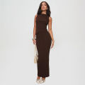 Summer New Pure Color round Neck Unisex High Waist Long Dress Slimming Set High Waist Long Skirt Top And Bottom Ensemble. 