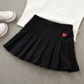 Korean Reviews Many Baby Clothes Embroidered Heart Design Cute Sweet SolidCasual Simple Pleated Skirt Safety Pants 1PCS. 