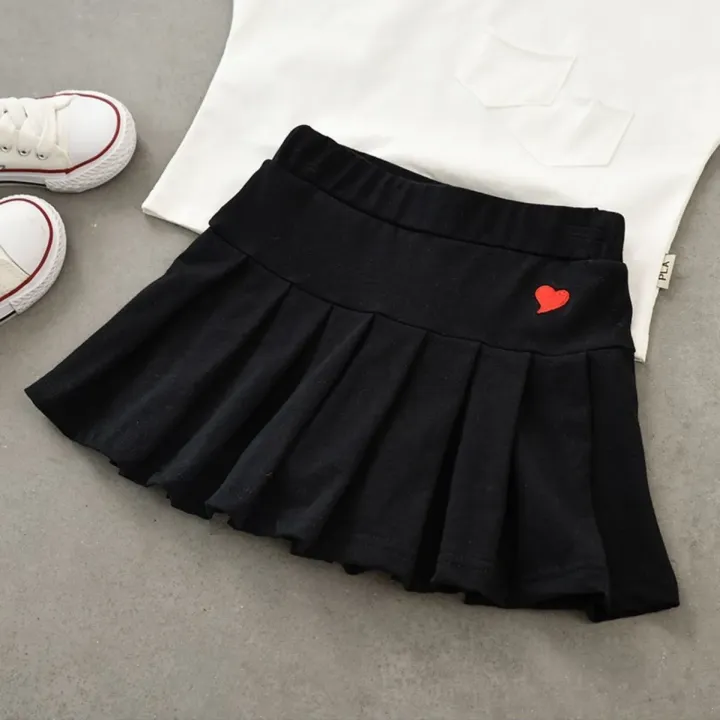 Korean%20Reviews%20Many%20Baby%20Clothes%20Embroidered%20Heart%20Design%20Cute%20Sweet%20SolidCasual%20Simple%20Pleated%20Skirt%20Safety%20Pants%201PCS%20-%20Image%203
