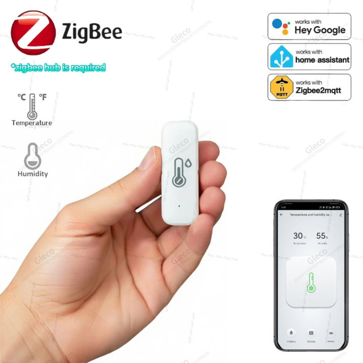Zigbee Temperature Humidity Sensor Smart Home Hygrometer Thermometer Compatible With Tuya Smart Life Alexa  Assistant Z2M
