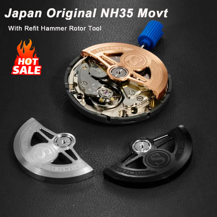 Nh35 Rotor Removed NH35 Movement Modified Mod Set Crown At 3.0 Nh35A Date Automatic Hammer ...