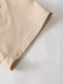 Men's 2 Piece Textured Outfits, Beige Lapel Shirt & Drawstring Pants Set. 