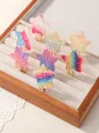 8Pcs Fashion Glitter Rainbow Flower Rabbit BB Handmade Hairpins For Cute Girls Hair Clips Barrettes Headwear Hair Accessories. 