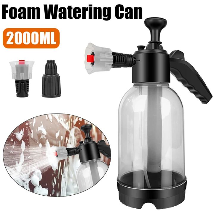 2L Hand Pump Foam Sprayer with 3 Types of Nozzle Hand Pneumatic Foam Cannon Snow Foam Car Wash Spray Bottle Auto Cleaning Tool