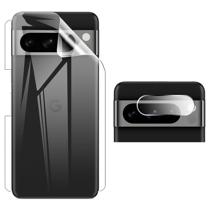 Google Pixel 8 Pro Back Clear Jelly Protector Soft Film Protection Hydrogel Film Back Protector + Back Rear Camera Protector 9H Gorilla Flexible Protector For Pixel 8 Pro