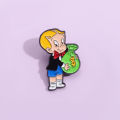 1pcs Cartoon Boy Money Bag Brooch Cartoon Peripheral Metal Badge Student School Bag Decoration Accessories Pendant Brooch.
