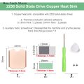 1Set Copper Heatsink M.2 Hard Disk Cooling Radiator 2230 Solid State Drive Thermal Cooler For Steam Deck Console Accessories. 