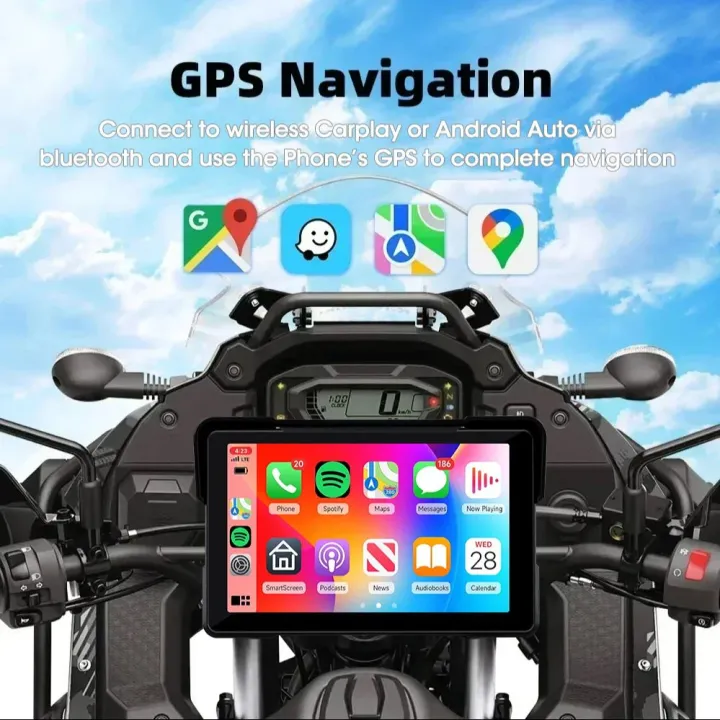Jansite%205/7%20inch%20Carplay%20Motorcycle%20DVR%20Navigation%20GPS%20Wireless%20CarPlay%20Android%20Auto%20IPX7%20Display%20Screen%20Portable%20Moto%20Monitor%20-%20Image%206