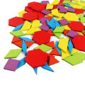 155Pcs Set Wooden Pattern Blocks Geometric Shape Jigsaw Puzzle Baby Educational Montessori Tangram Toys for Kids with 24Pcs Card. 