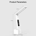 Foldable Dimmable Desk Lamp With Pen LED Clock Light Dormitories Reading Light USB Plug-in/Charging Touch Switch Table Lamp. 