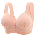 Women's Steel-free Comfortable Breathable Front-closing Bra With Gathered Back Plus-size Underwear With Beautiful Back Design. 