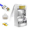 50pcs RJ45 Pass Through Connector Cat6 Shielded RJ45 Modular Plugs Gold Plated 8P8C RJ45 Ends.