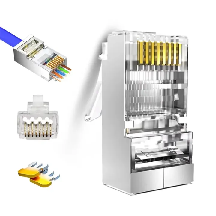 50pcs%20RJ45%20Pass%20Through%20Connector%20Cat6%20Shielded%20RJ45%20Modular%20Plugs%20Gold%20Plated%208P8C%20RJ45%20Ends%20-%20Image%202