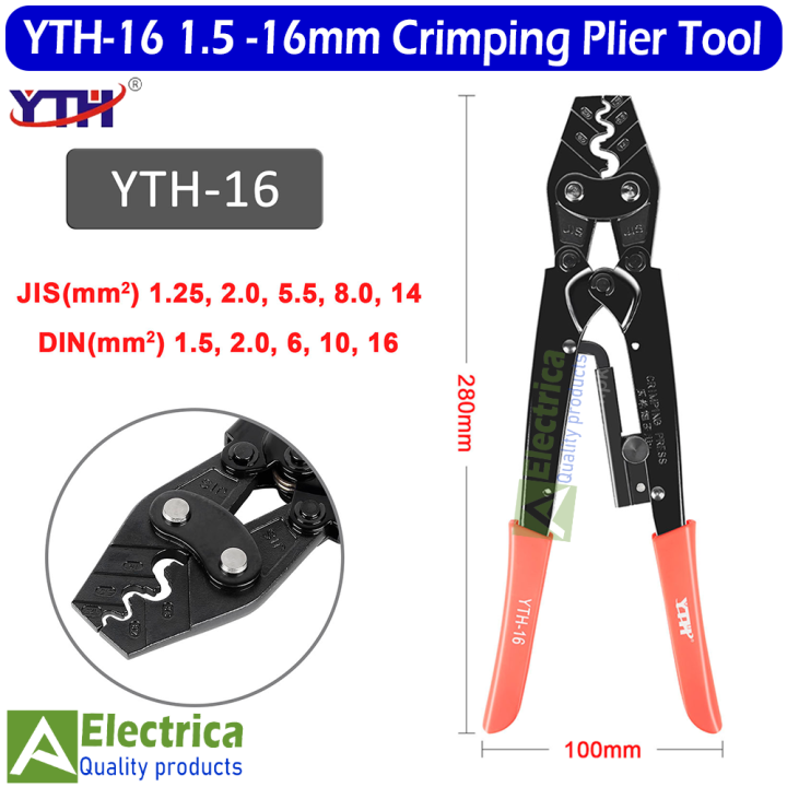 YTH-16 Ratchet Crimping Tools Crimping Pliers Cable 1.5-16mm Multifunction Clamps Terminal Electrician Tool Pliers by Electrica