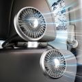 360° Rotation Double Head Car Back Seat Fan 5 Fan Blades 3-speed Wind Adjustment USB Auto Cooling Fans for Summer Car Accessorie. 