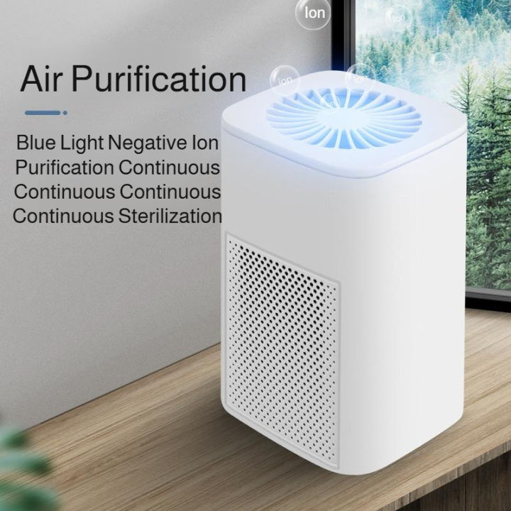 Home Air Purifier Mini Indoor Blue Light Negative Ion Air Freshener with HEPA Filter for Office