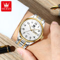 OLEVS Trendy popular mens watches Dual Calendar waterproof Arabic numeral scale luminous quartz wristwatch genuine watch for man. 