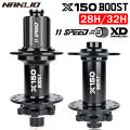 Nanlio Bicycle hubs X150 BOOST 6 Pawls 150T Noise 4 Bearing Hubs 110x15 148x12MM 8 9 10 11 12 Speed MTB Bike Hubs 28/32 Holes. 
