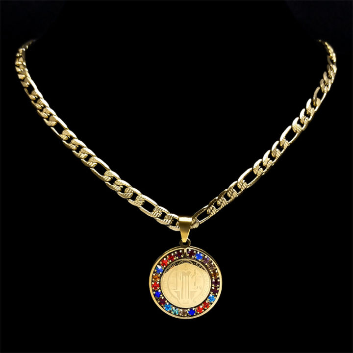 Colorful%20Crystal%20Saint%20Benedict%20Medal%20Necklace%20Women%20Men%20Stainless%20Steel%20Gold%20Color%20Chain%20Necklaces%20Jewelry%20San%20Benito%20N8391S05%20-%20Image%202