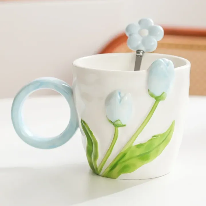 500ml%203D%20Tulip%20Pattern%20Ceramics%20Mug%20with%20Spoon%20Hand%20Carved%20Comfortable%20handle%20Coffee%20Cup%20Breakfast%20Milk%20oatmeal%20cup%20Girl%20Gift%20-%20Image%207