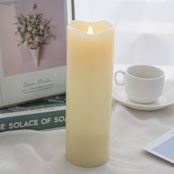 3D Moving Flame Led Candle , Battery Operated Flameless Candle, 5x29cm,Ivory