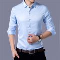 Men's Casual Fashion Business Solid Color Long Sleeved Shirt. 