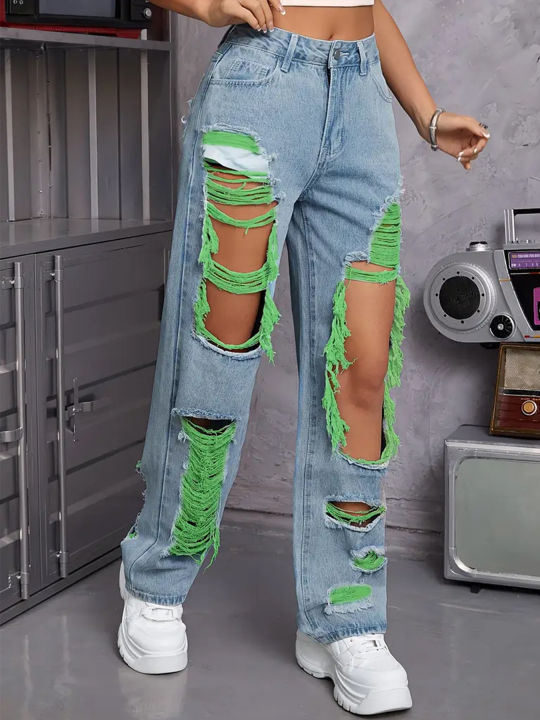 Y2K%20American%20Retro%20Jeans%202026%20Light%20Washed%20Ripped%20Denim%20Pants%20High%20Waist%20Baggy%20Straight%20Leg%20Autumn%20Trend%20-%20Image%203